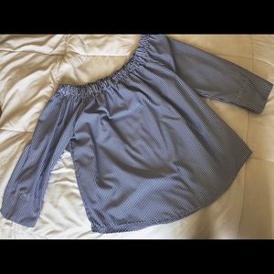 Off The Shoulder Pin Stripe Long Sleeve